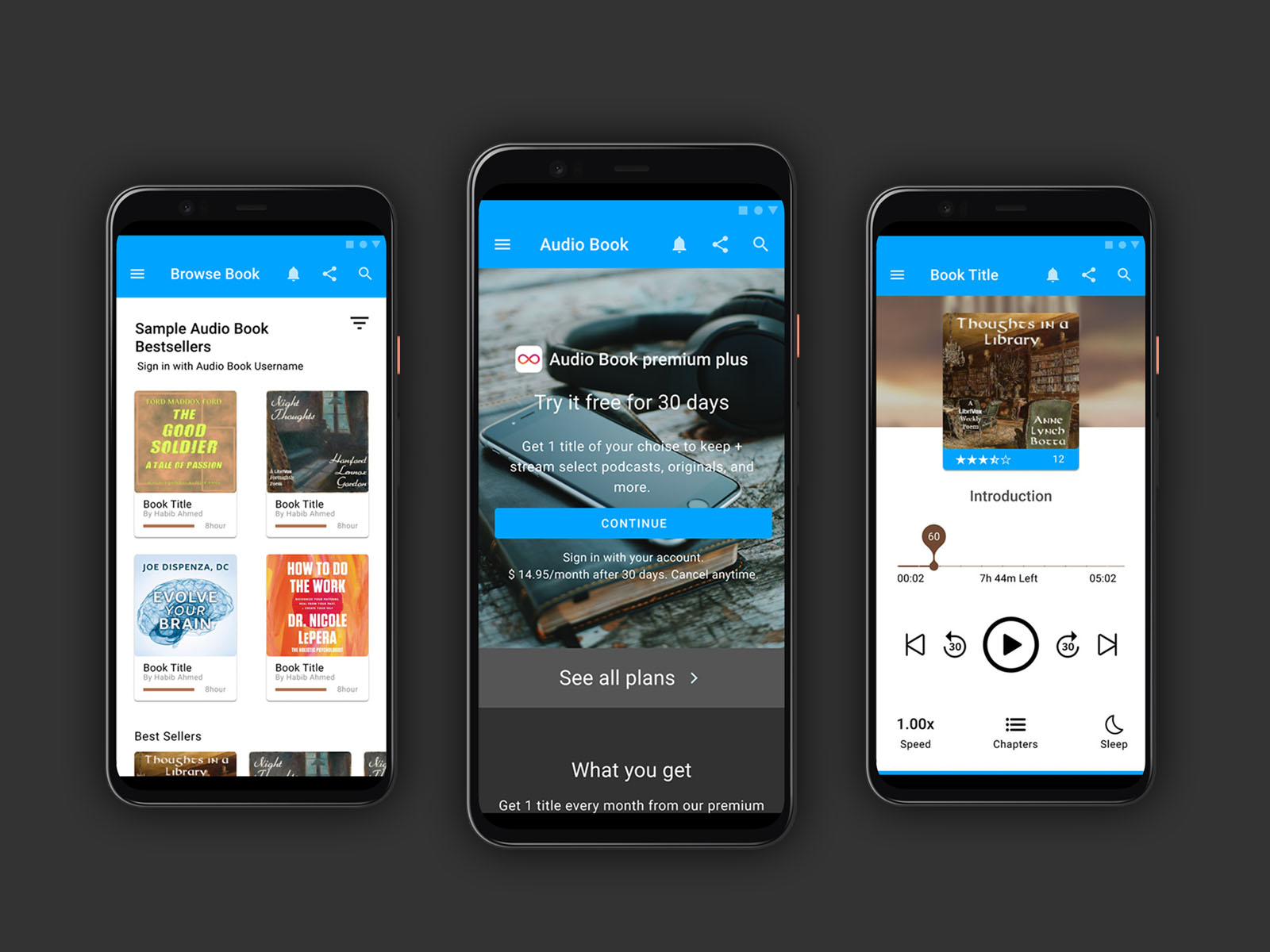 Audio book mobile app UI design