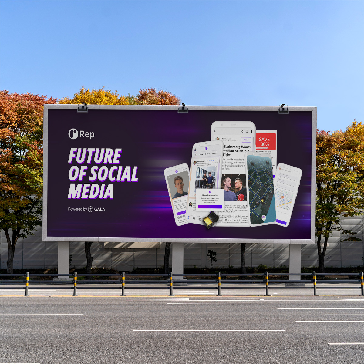 Rep Run brand billboard creative